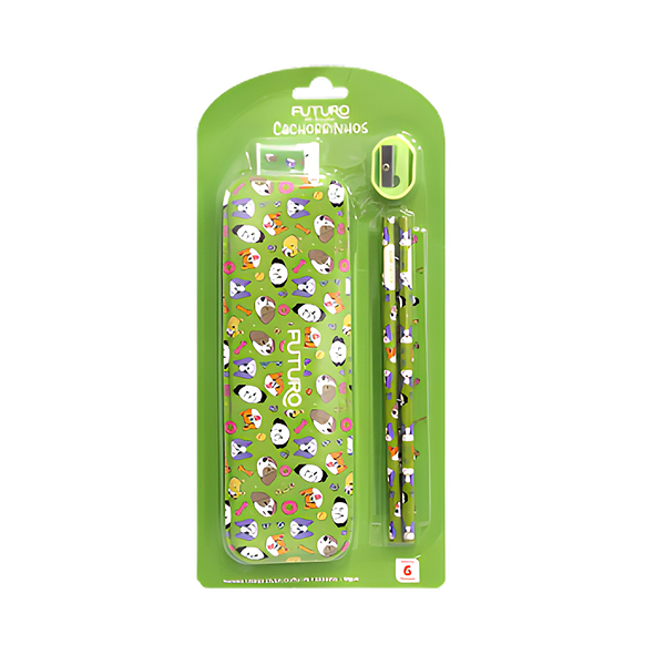 Kit Escolar com 6 peças Cachorrinhos Futuro