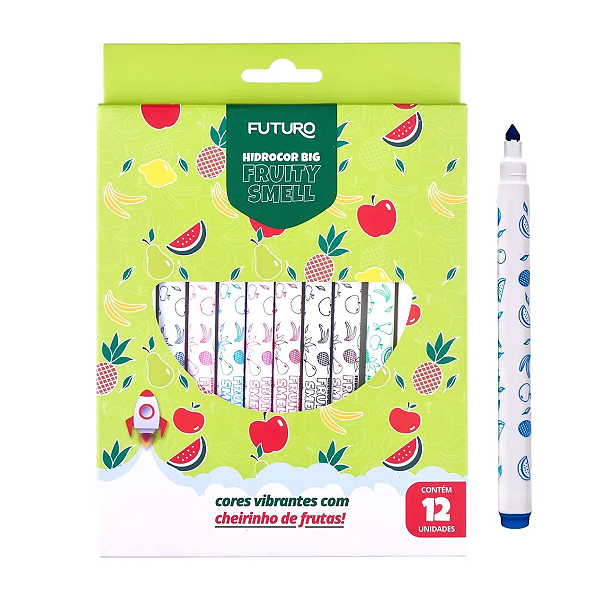 Canetinha Hidrocor Big Fruit Smell Com 12 Cores Futuro