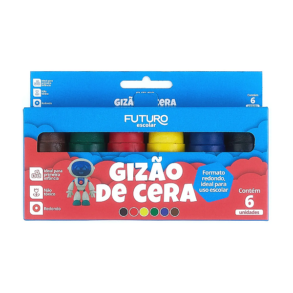 Giz De Cera Jumbo 6 Cores Gizão Escolar Futuro