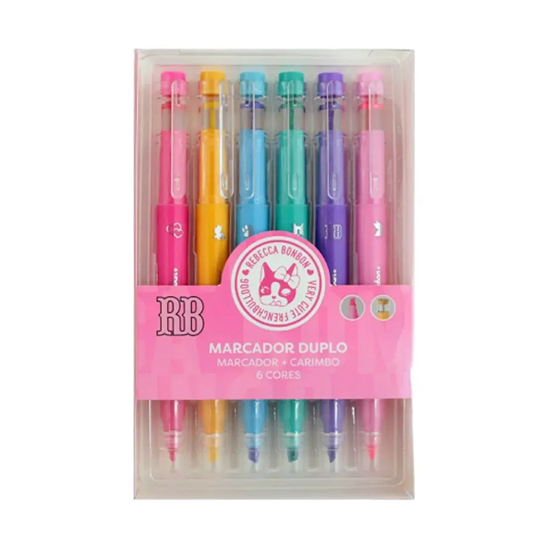 Marca Texto Duplo Com Carimbo 06 Cores Rebecca Bonbon Skypaper