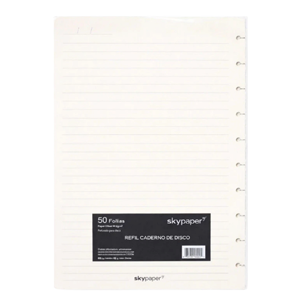 Refil de Caderno Disco Colegial 50 folhas Skypaper