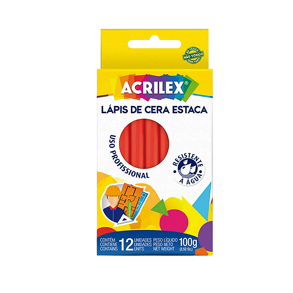 Lápis de Cera Estaca Vermelho 100g Acrilex