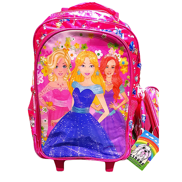 Kit Mochila Carrinho+Lancheira+Estojo Princesas Rosa Vivasol