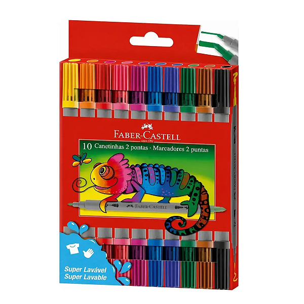 Canetinha 2 pontas C/10 Cores Faber Castell