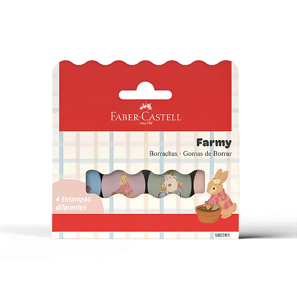 Kit C/4UNI Borracha Cute Farmy Faber Castell