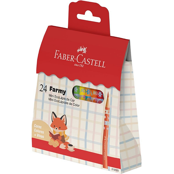 Mini Lápis de cor Cute Farmy c/24 Cores Faber Castell