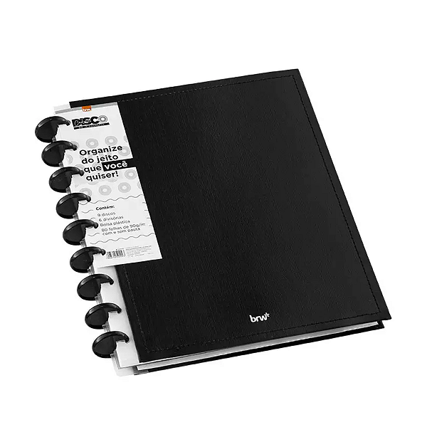 Caderno Disco 06Mat/80fls Black BRW