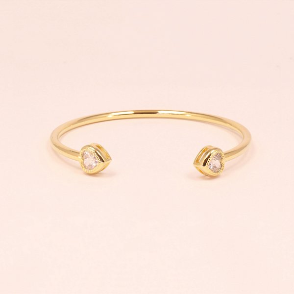 Bracelete com Detalhe de Coração e Zircônia Cristal Folheado a Ouro 18k