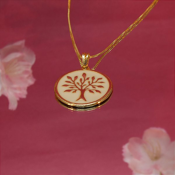 Gargantilha Árvore da Vida com Resina Folheado a Ouro 18k