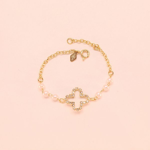 Pulseira com Trevo Cravejado em Zircônia Folheado a 18k