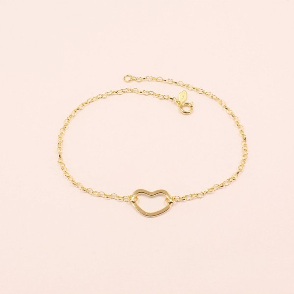 Tornozeleira com Pingente de Coração Folheado a Ouro 18k