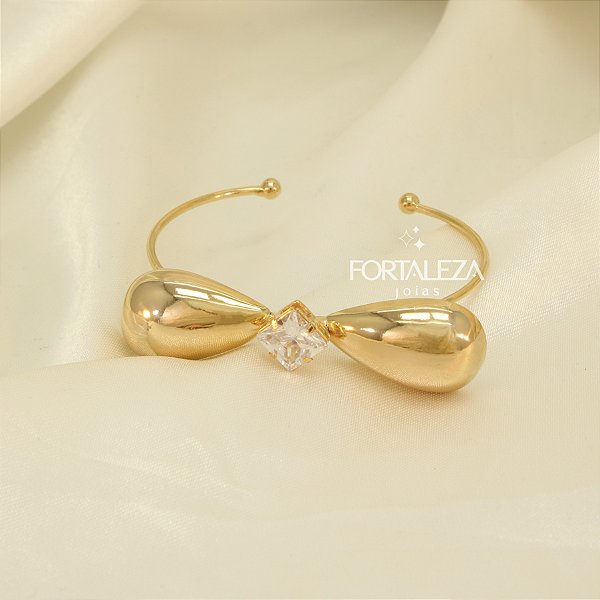 Bracelete com Laço e Zircônia Banhado a Ouro 18k