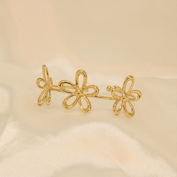 Bracelete com Flores Vazadas Folheado a Ouro 18k