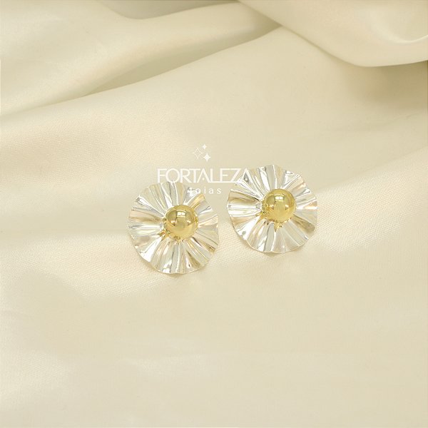 Brinco de Bolinha Dois em Um Banhado a Prata e Ouro 18k