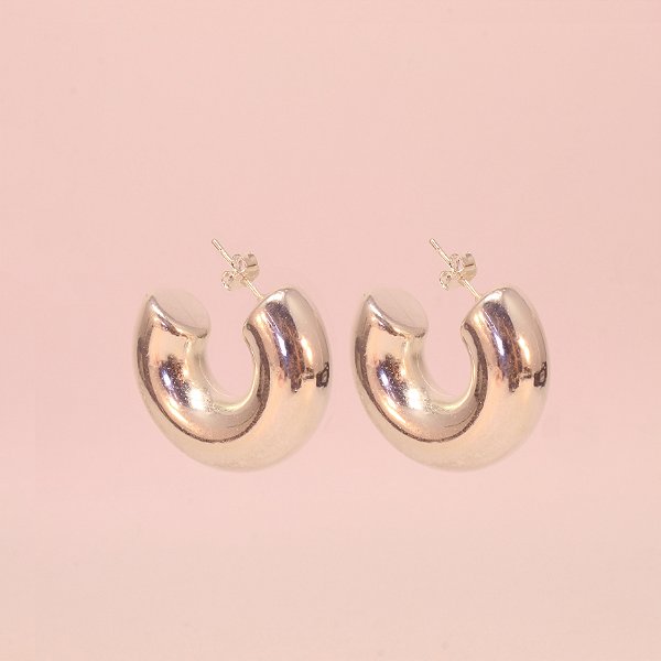 Brinco Argola de Tubo Folheado a Prata