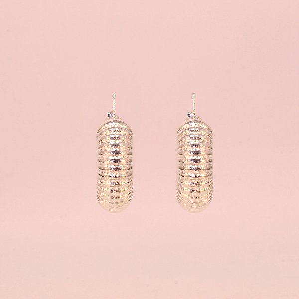 Brinco Argola Texturizado Folheado a Prata