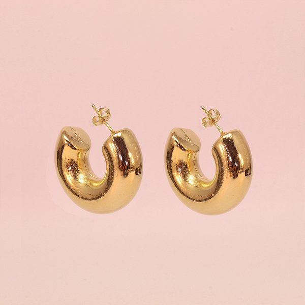 Brinco Argola de Tubo Folheado a Ouro 18k