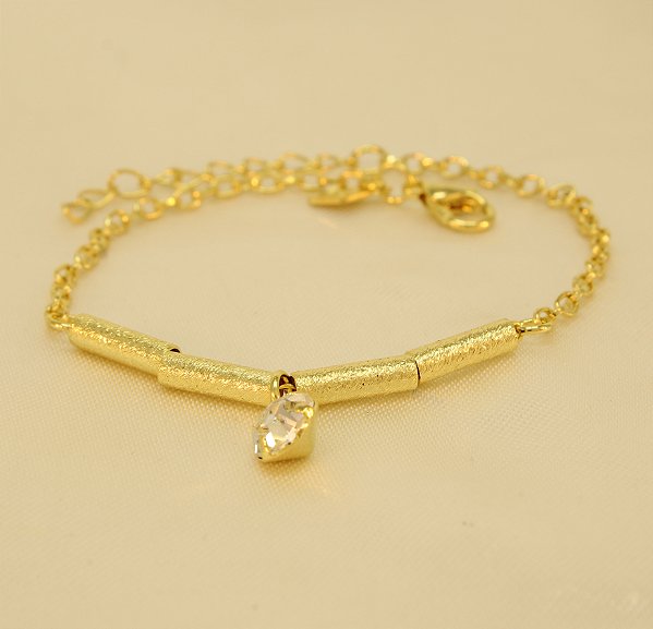 Pulseira com Canutilhos e Zircônia Folheado a Ouro 18k