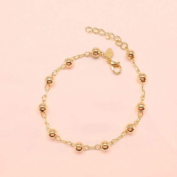 Pulseira com Detalhes em Bolinhas Folheada a Ouro 18k