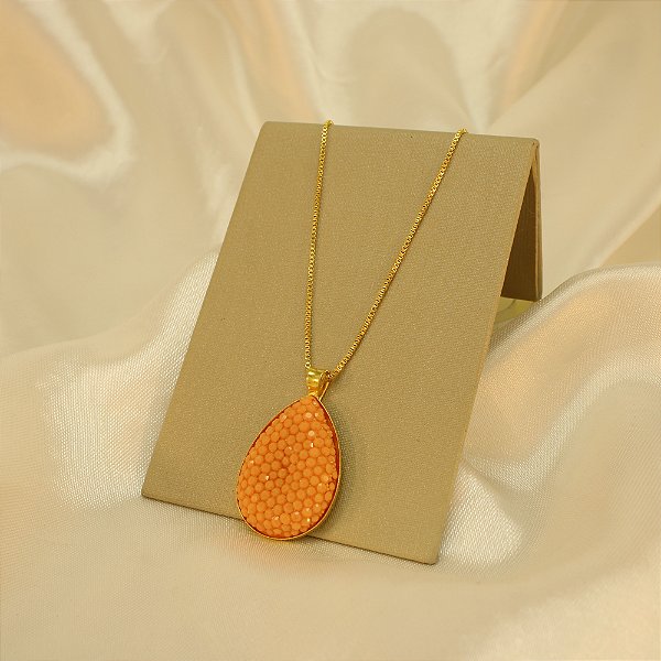 Gargantilha Gota Trabalhada e Banhado a Ouro 18k