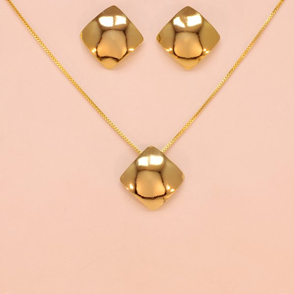 Conjunto Quadrado com Design Chapado Folheado a Ouro 18k