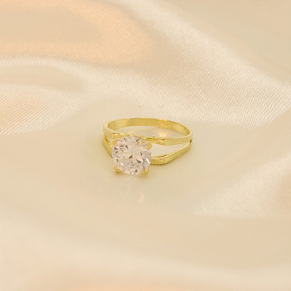 Anel Vazado com Zircônia Folheado a Ouro 18k