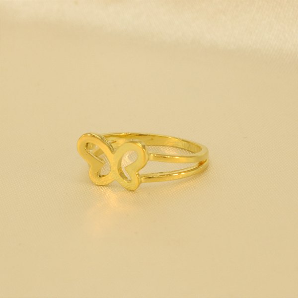 Anel com Design de Borboleta Folheado a Ouro 18k
