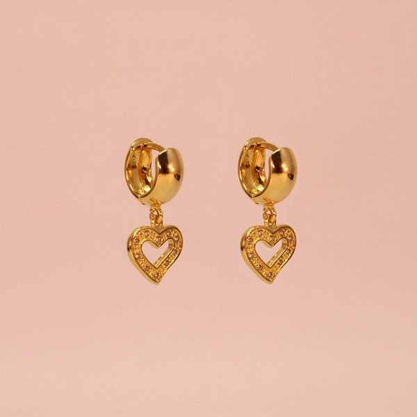 Brinco Argola com Detalhes em Zircônia Folheado a Ouro 18k