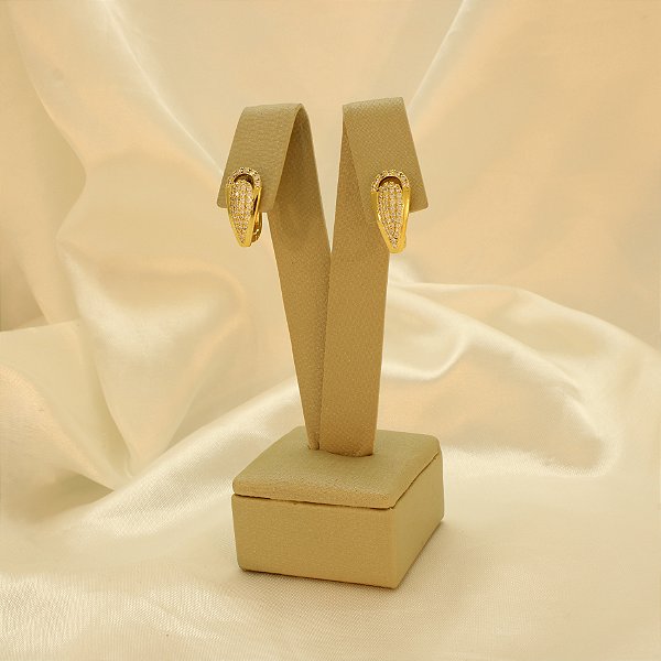 Brinco Argola Cravejado em Zircônia Folheado a Ouro 18k