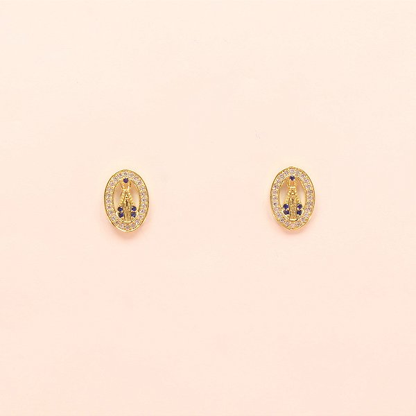 Brinco Nossa Senhora Aparecida Folheado a Ouro 18k
