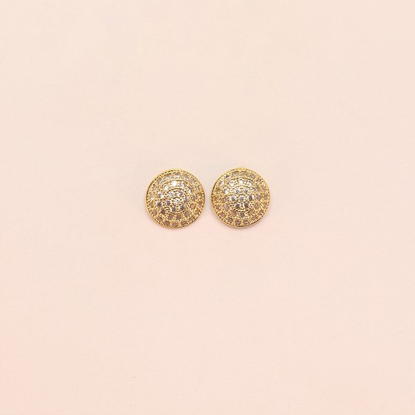 Brinco Cravejado em Zircônia Cristal Folheado a Ouro 18k