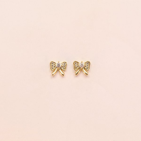 Brinco com Design de Laço em Zircônia Folheado a Ouro 18k