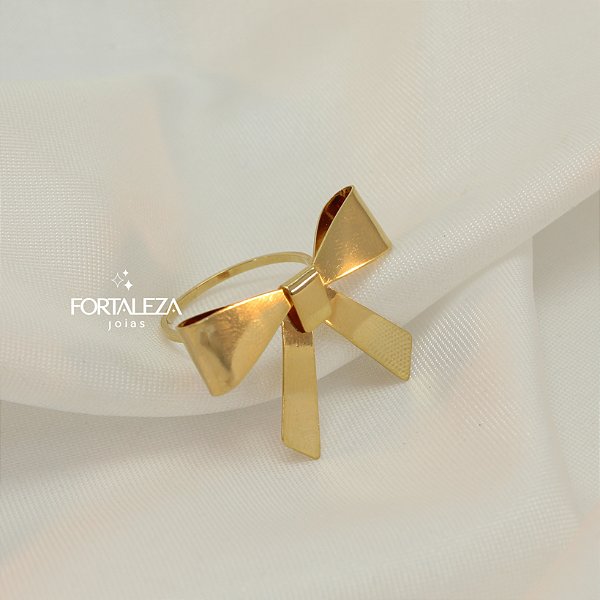 Anel com Design de Laço Banhado a Ouro 18k
