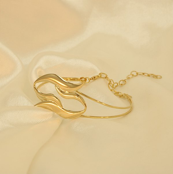 Bracelete com Design Orgânico Folheado a Ouro 18k