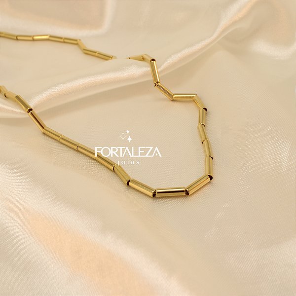 Gargantilha de Canutilhos Banhado a Ouro 18k