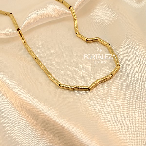 Gargantilha de Canutilhos Trabalhados Banhado a Ouro 18k