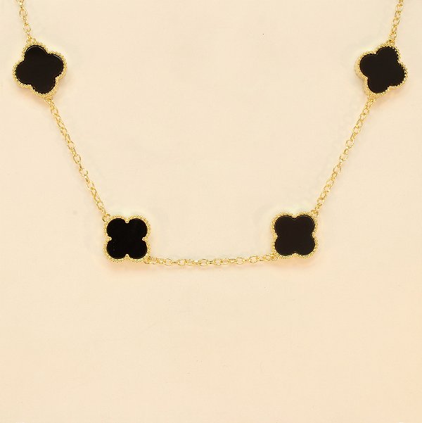 Gargantilha de Trevo com Resina Banhado a Ouro 18k