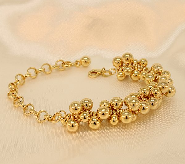 Pulseira com Design de Bolinhas Folheado a Ouro 18k