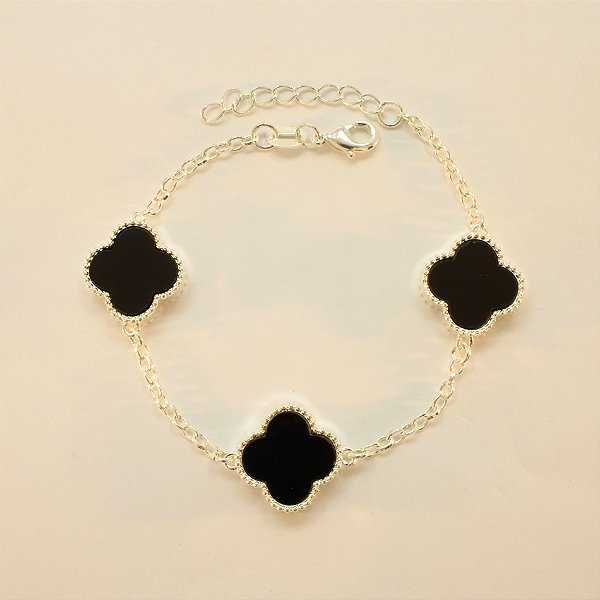 Pulseira de Trevo com Resina Folheada a Prata