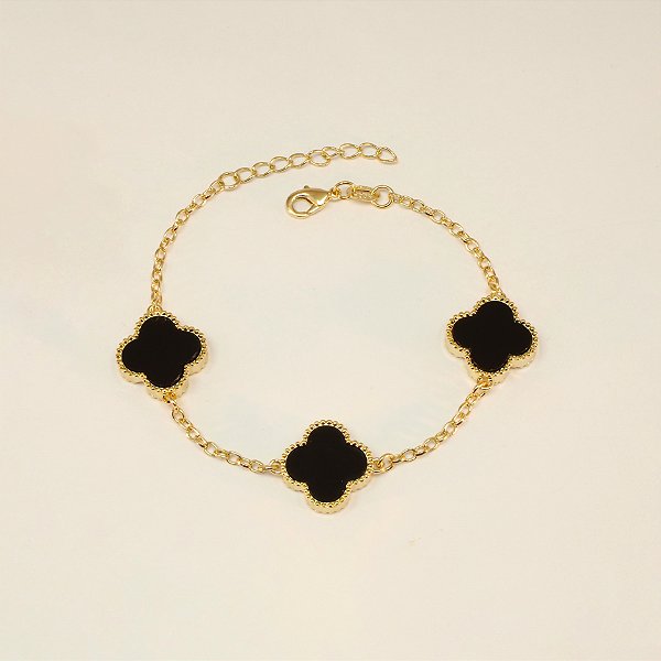 Pulseira de Trevo com Resina Folheada a Ouro 18k