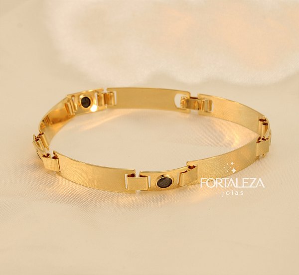 Pulseira com Detalhes Zircônia Turmalina Banhado a Ouro 18k