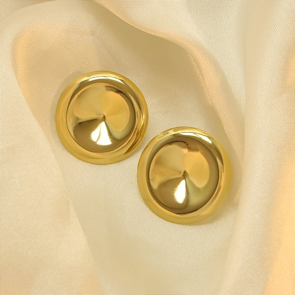 Brinco com Design de Botão Folheado a Ouro 18k