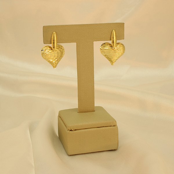 Brinco de Coração Diamantado Folheado a Ouro 18k