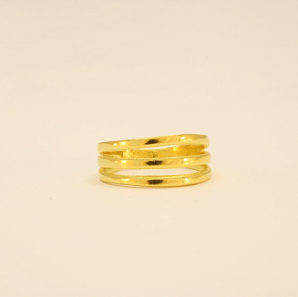 Anel de Aro Triplo Folheado a Ouro 18k