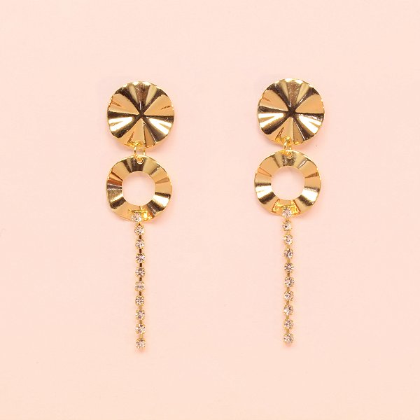 Brinco Martelado com Fio de Zircônia Folheado a Ouro 18k