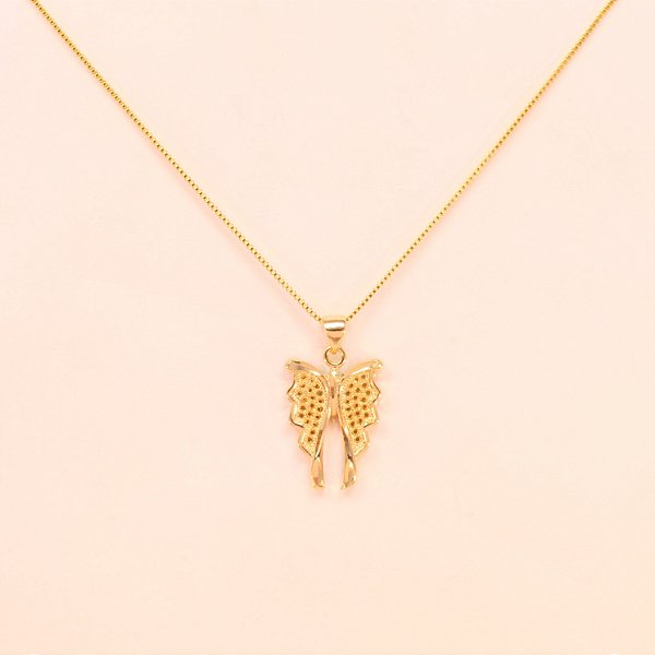 Gargantilha com Pingente de Borboleta Folheado a Ouro 18k