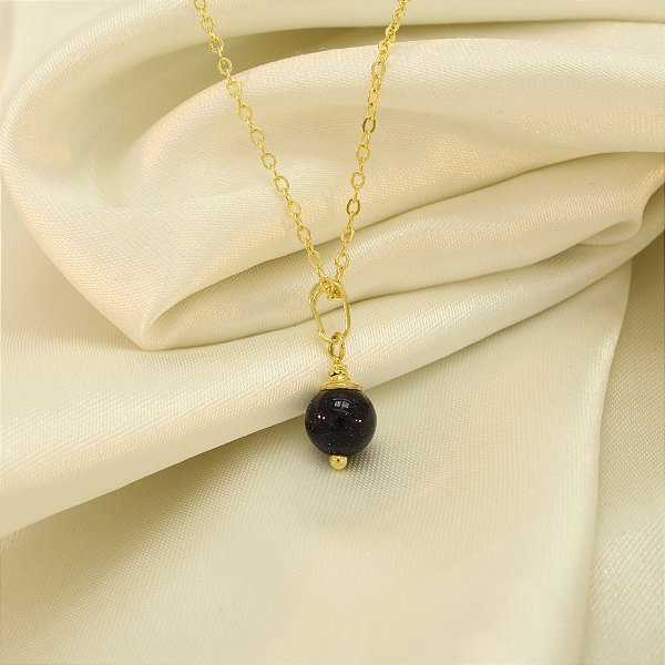 Gargantilha com Bolinha Marmorizada Banhado a Ouro 18k