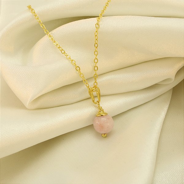 Gargantilha com Bolinha Marmorizada Banhado a Ouro 18k