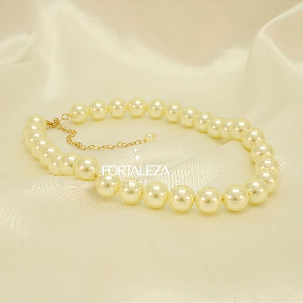 Gargantilha de Pérolas Banhado a Ouro 18k