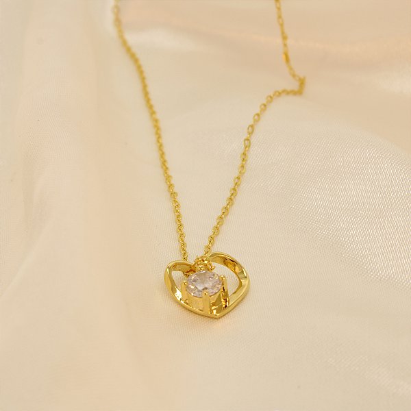 Gargantilha de Coração com Zircônia Folheado a Ouro 18k